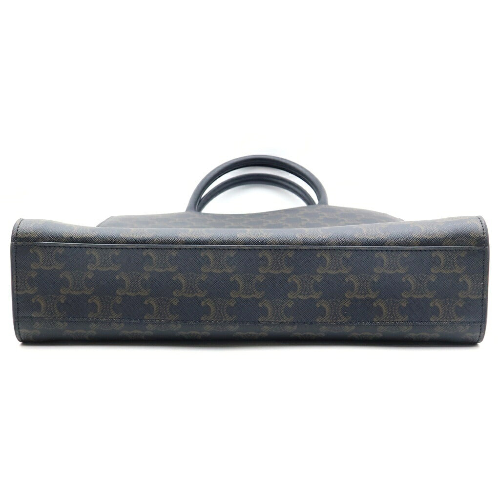 CELINE(セリーヌ) トリオンフ バーティカルカバ スモール ハンドバッグ ショルダーバッグ 2WAY ブラウン PVC×レザー