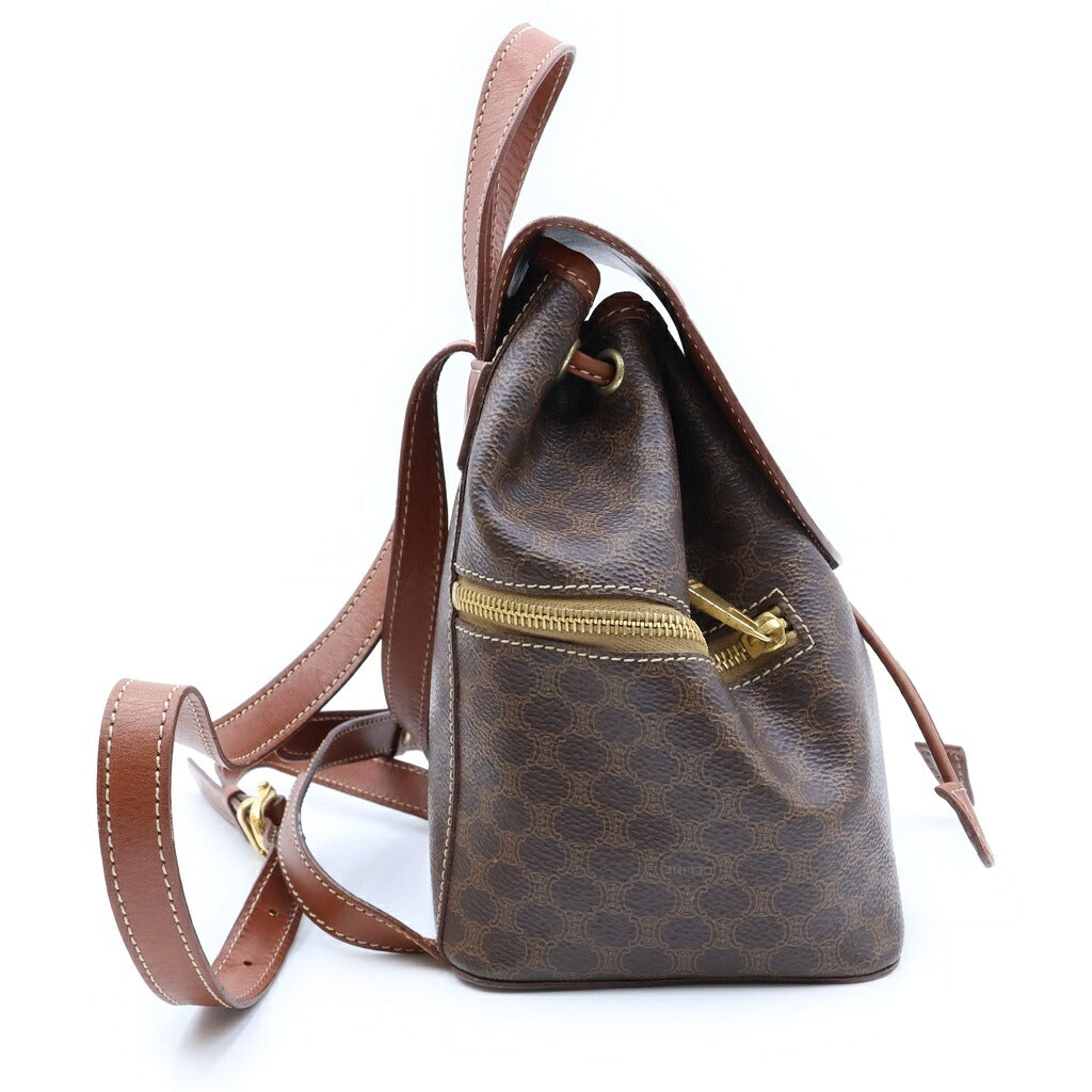 CELINE(セリーヌ) マカダム リュックサック ブラウン レザー バックパック