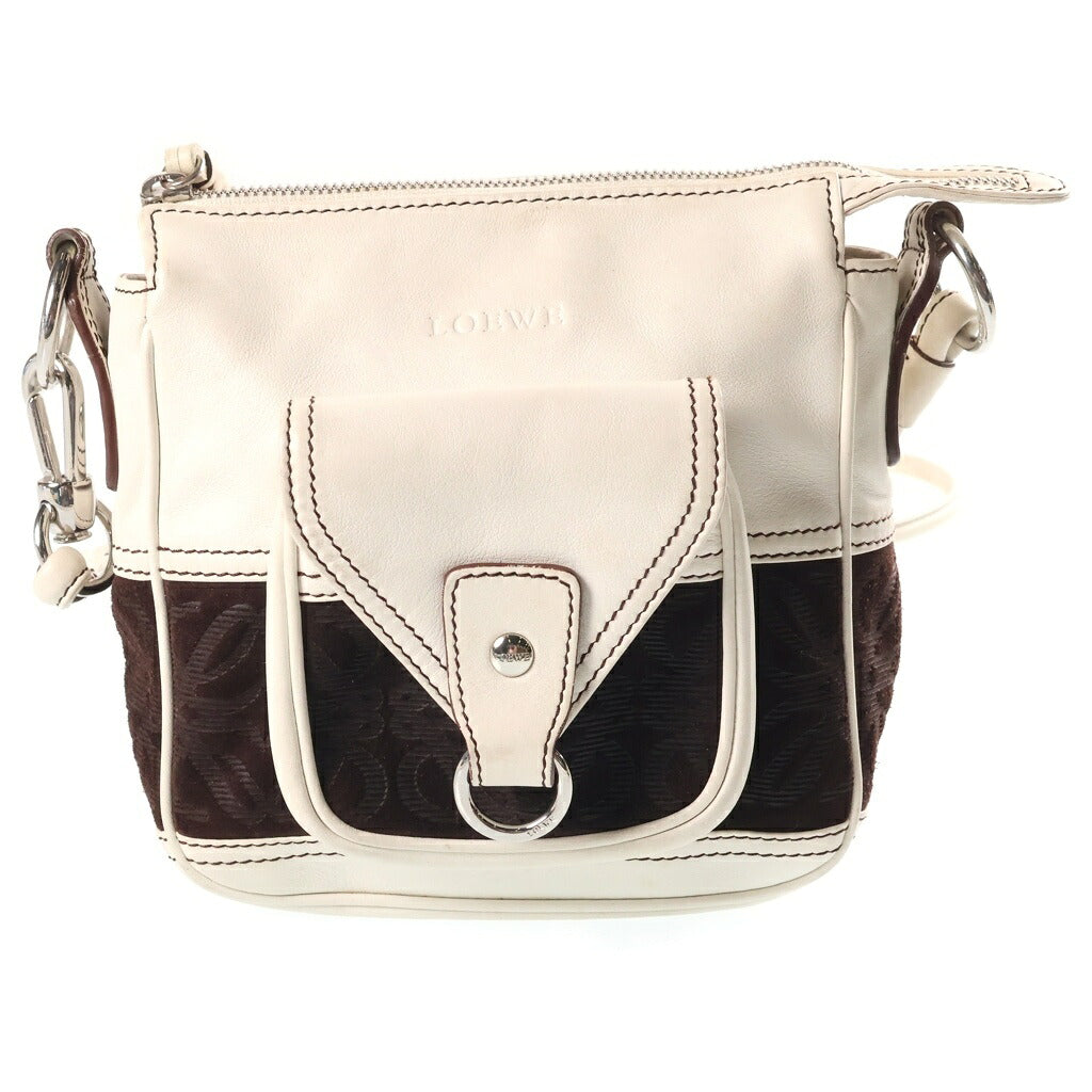 LOEWE(ロエベ) アナグラム ショルダーバッグ ブラウン ホワイト PVCレザー