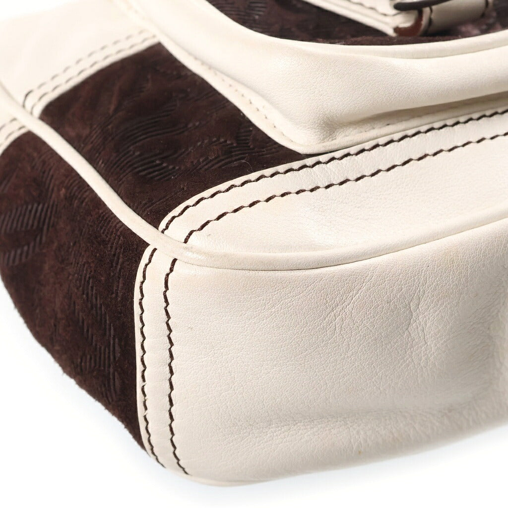 LOEWE(ロエベ) アナグラム ショルダーバッグ ブラウン ホワイト PVCレザー