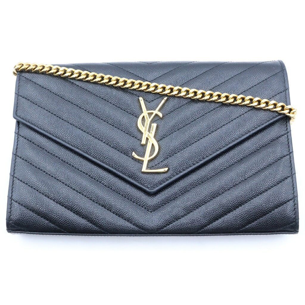 SAINT LAURENT 　サンローラン　ロゴ　コンパクト　Vステッチ SAINT LAURENT PARIS(サンローランパリ) Vステッチ チェーンショルダー