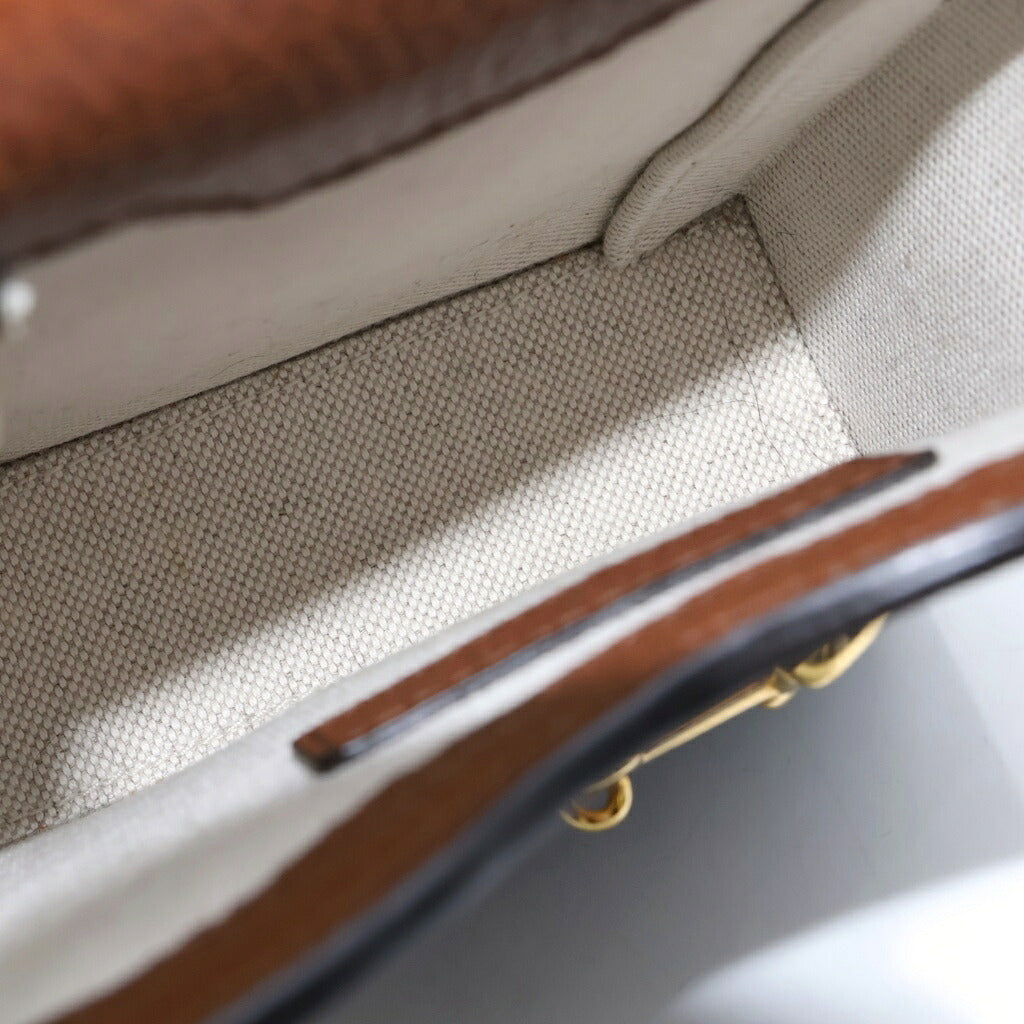 GUCCI(グッチ) GGデニム ホースビットショルダーバッグ ブラウン×ブルー デニム×レザー 625615