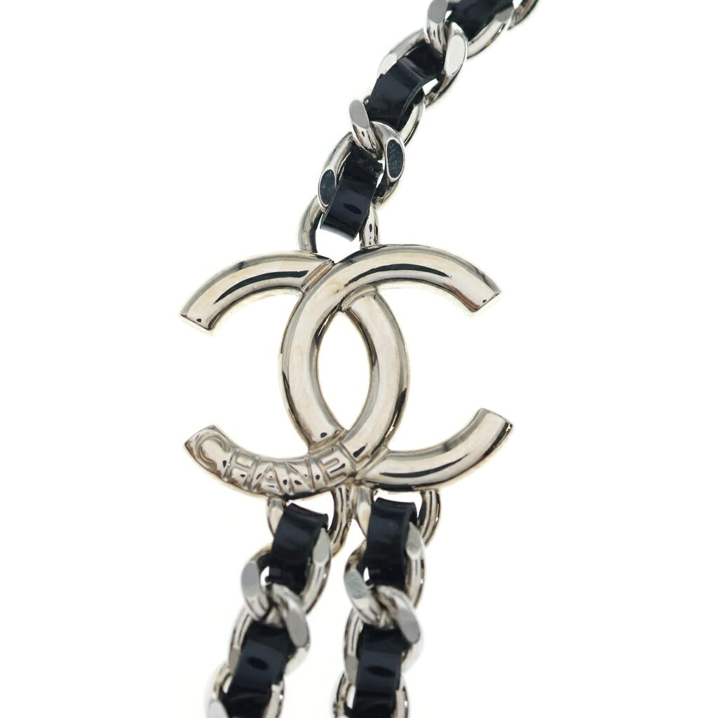 CHANEL(シャネル) ココマーク チェーン ネックレス シルバー×ブラック メタル×エナメル