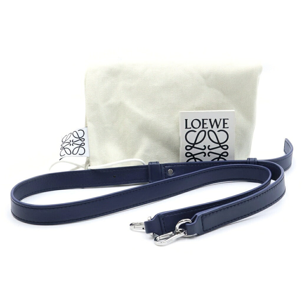 LOEWE(ロエベ) ぺブルバケット ミニ ショルダーバッグ ハンドバッグ ネイビー レザー AANBBBMX01 4467