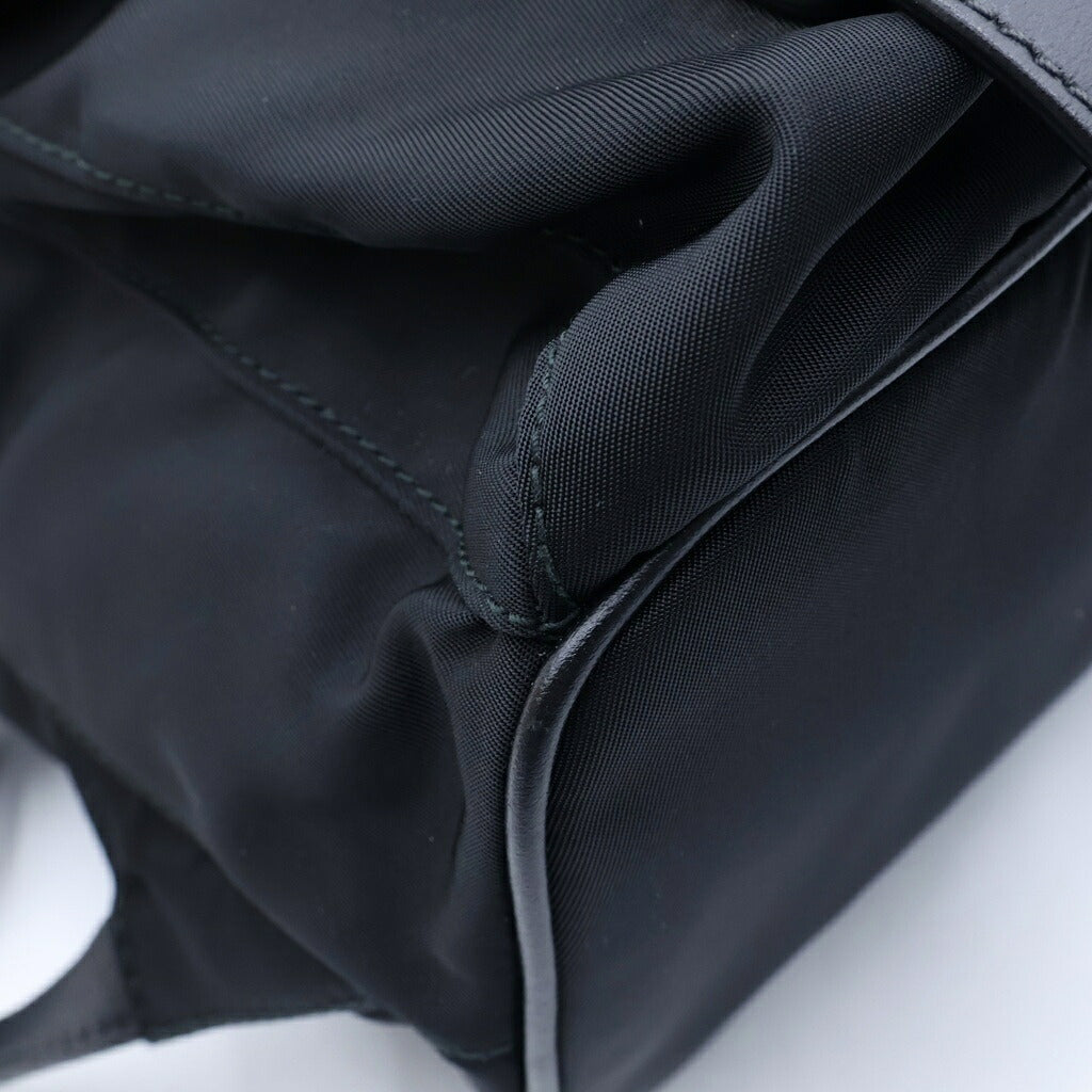 PRADA(プラダ) ロゴ バックパック リュックサック ブラック ナイロン×レザー 1BZ677