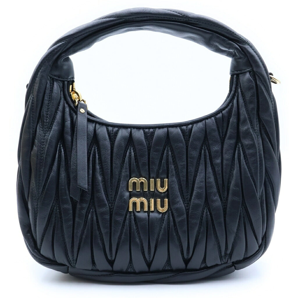 miumiu(ミュウミュウ) ワンダー マテラッセ ショルダーバッグ ハンドバッグ 2WAY ブラック レザー 5BC125