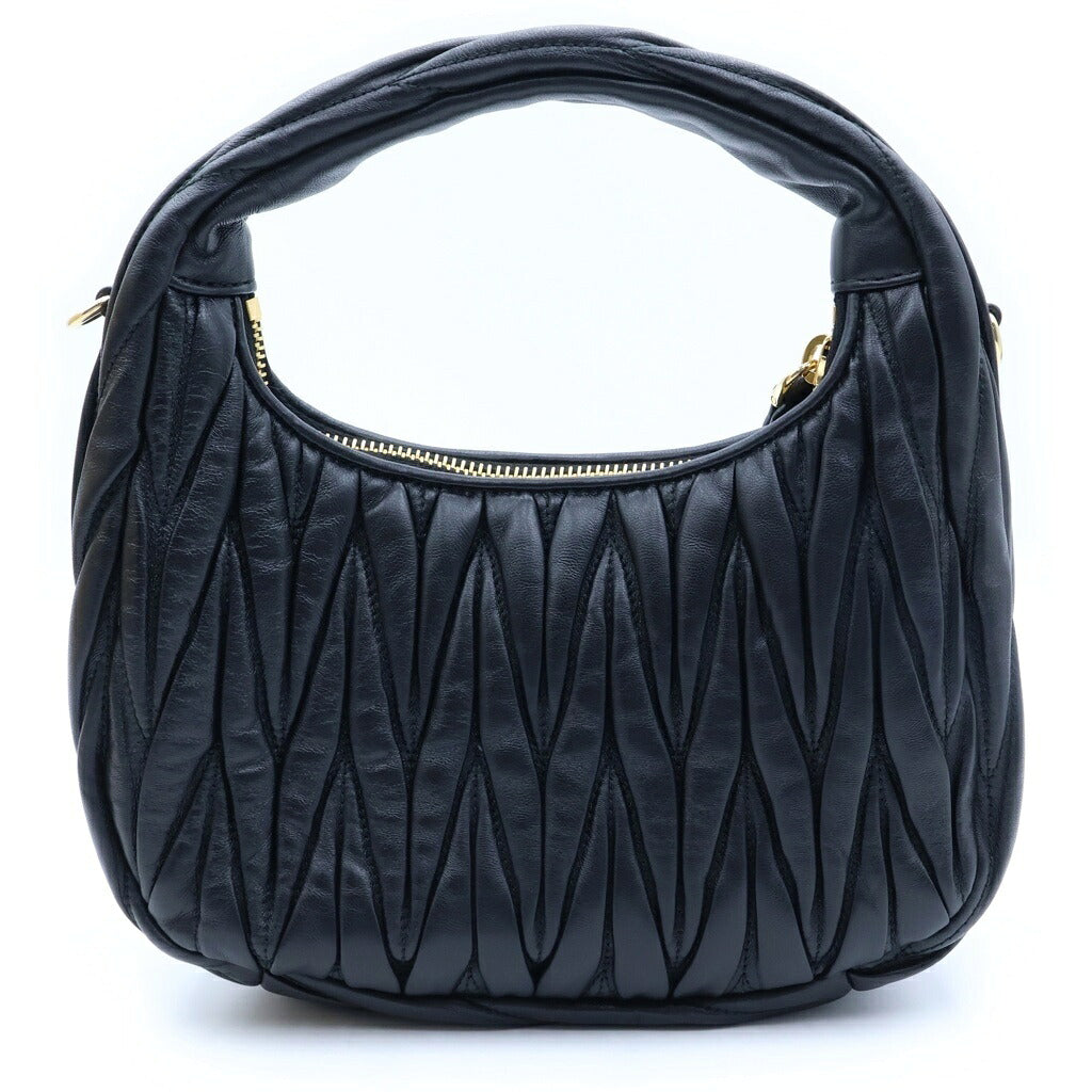 miumiu(ミュウミュウ) ワンダー マテラッセ ショルダーバッグ ハンドバッグ 2WAY ブラック レザー 5BC125