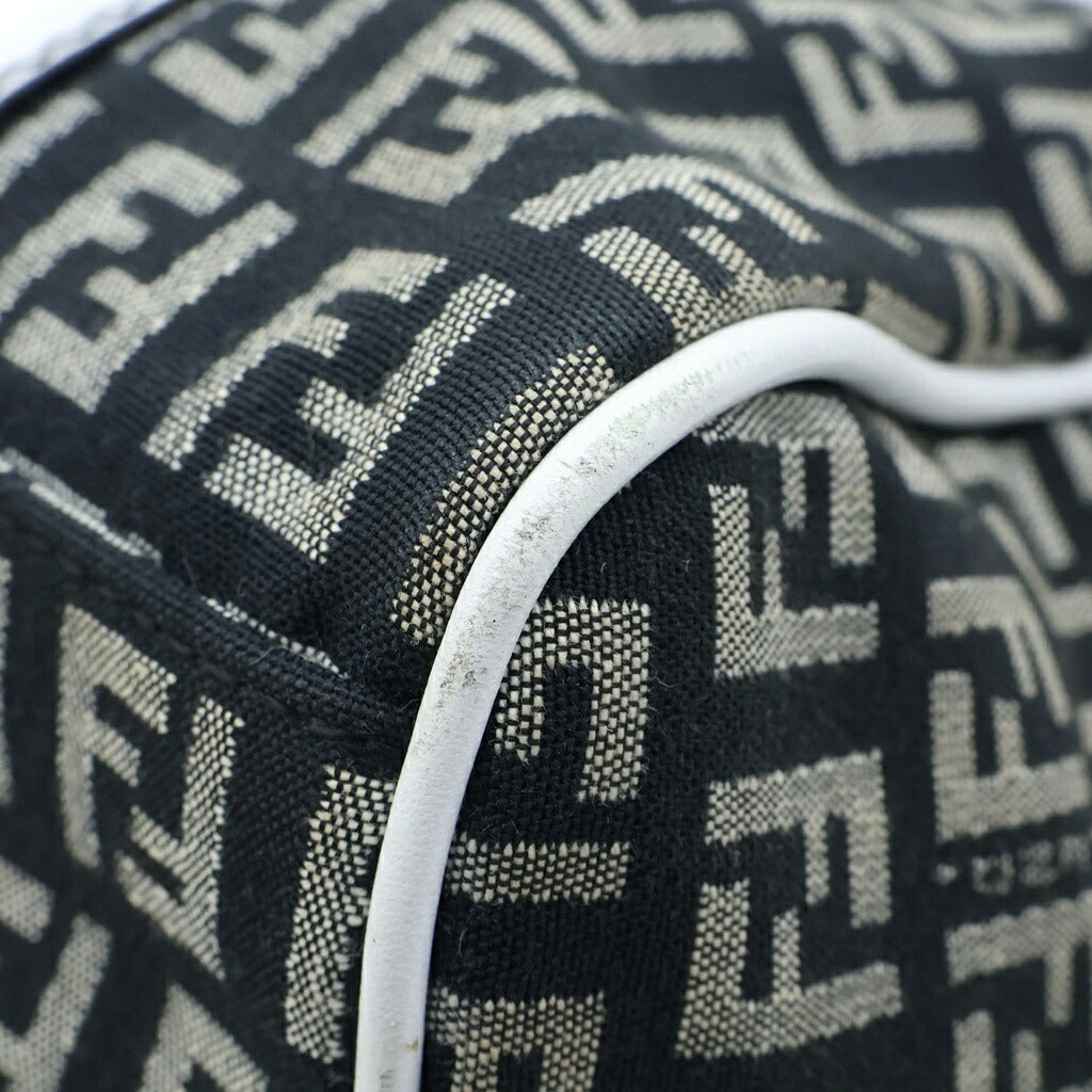 FENDI(フェンディ) ズッキーノ ミニボストンバッグ ハンドバッグ キャンバス×レザー ネイビー×ホワイト 8BL068
