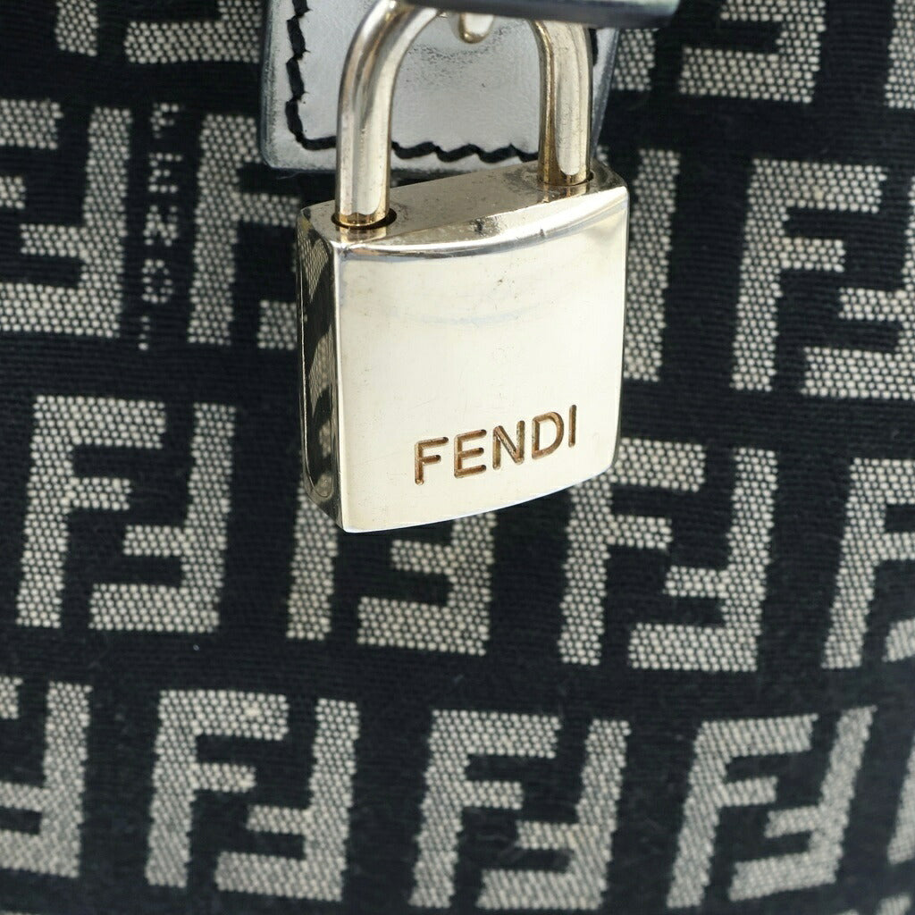 FENDI(フェンディ) ズッキーノ ミニボストンバッグ ハンドバッグ キャンバス×レザー ネイビー×ホワイト 8BL068