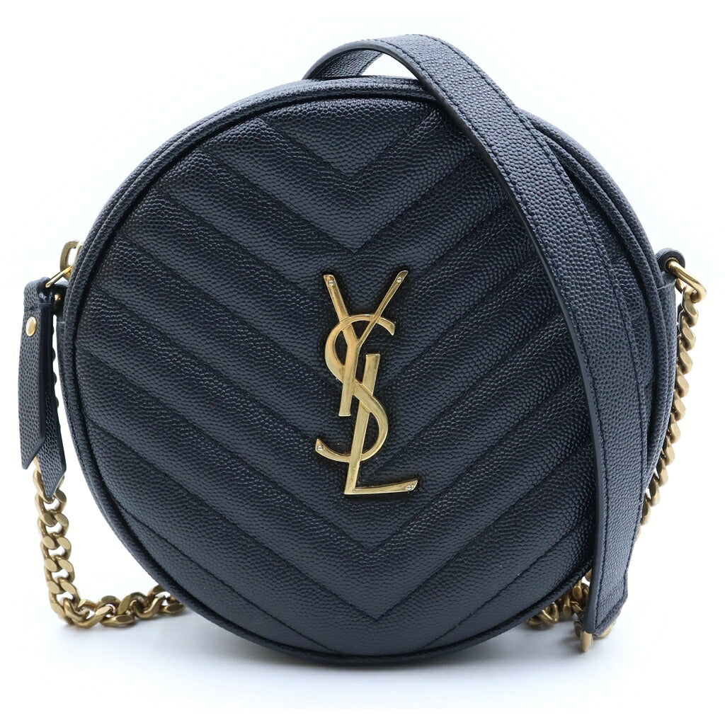 SAINT LAURENT PARIS(サンローランパリ) ヴィニル チェーンショルダーバッグ キャビアスキン ブラック 610436