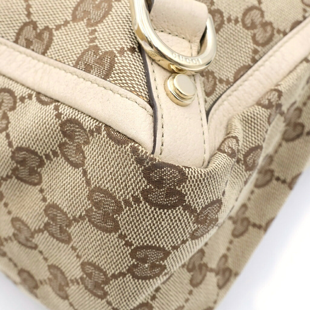 GUCCI(グッチ) GGキャンバス トートバッグ ハンドバッグ ベージュ キャンバス×レザー 141472