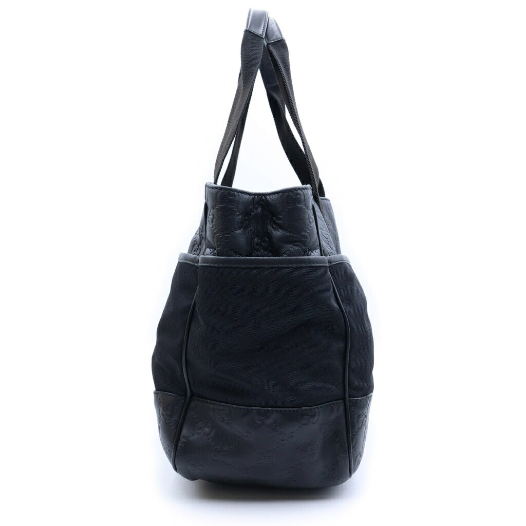 GUCCI(グッチ) グッチシマ トートバッグ ハンドバッグ ブラック レザー×ナイロン 161770