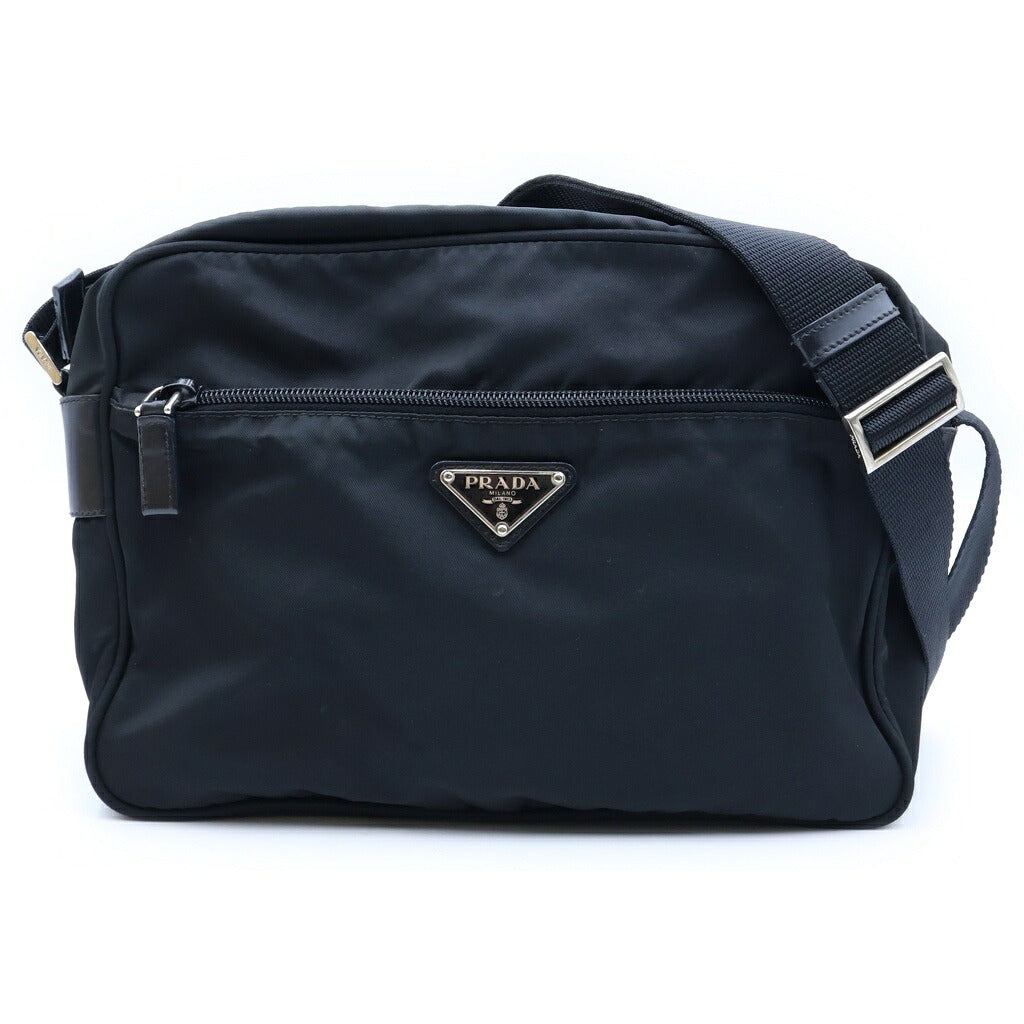 PRADA(プラダ) トライアングルロゴ ショルダーバッグ ブラック ナイロン×レザー BT0166