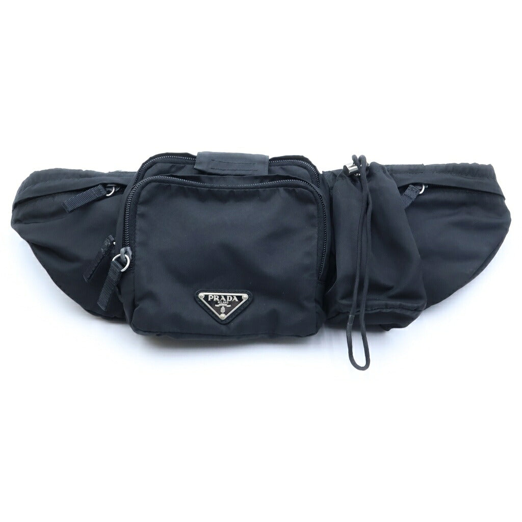 PRADA(プラダ) TESSUTO MONTAGN トライアングルロゴ ウエストバッグ ボディバッグ ナイロン ブラック VA0056