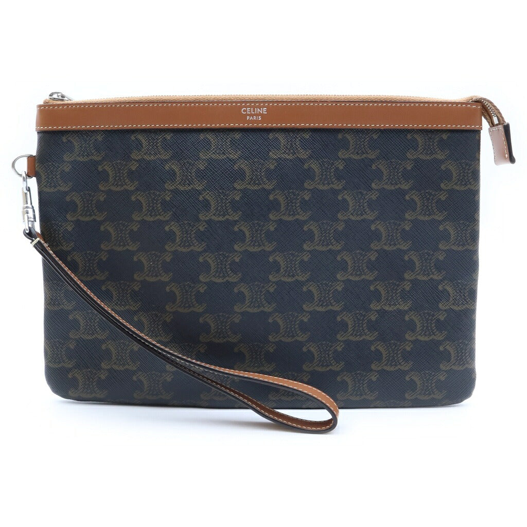 CELINE(セリーヌ) トリオンフ クラッチバッグ ブラウン PVCレザー