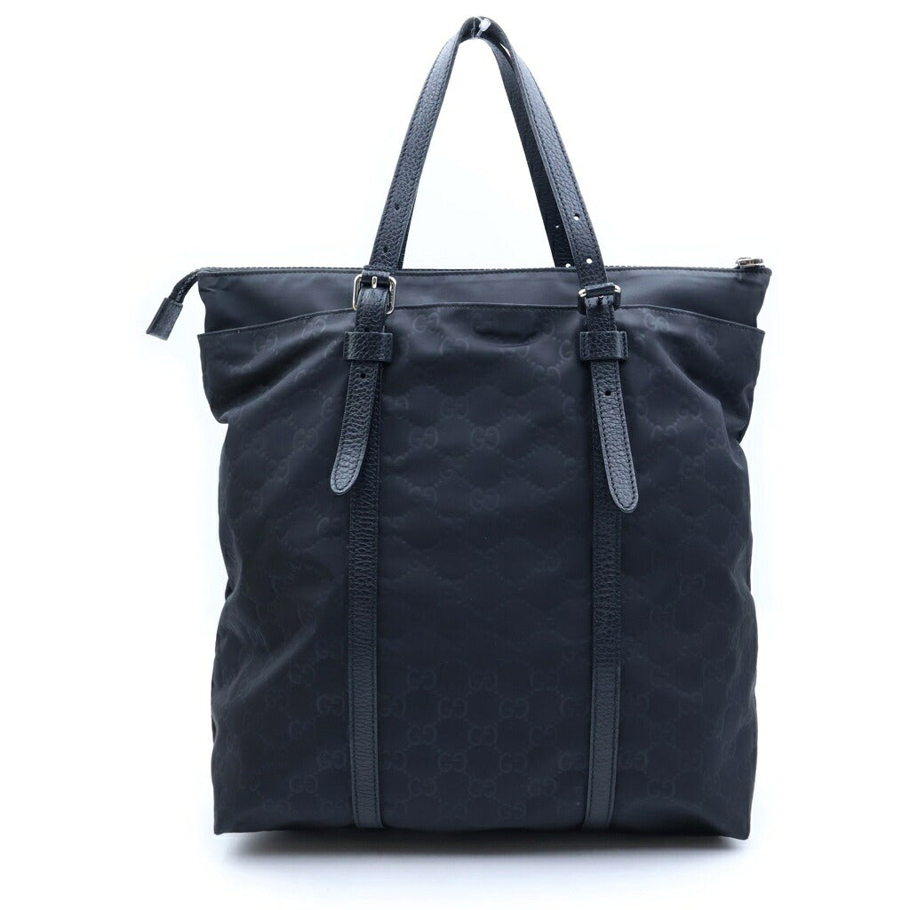 GUCCI(グッチ) GGナイロン トート ハンドバッグ ブラック ナイロン×レザー 387069