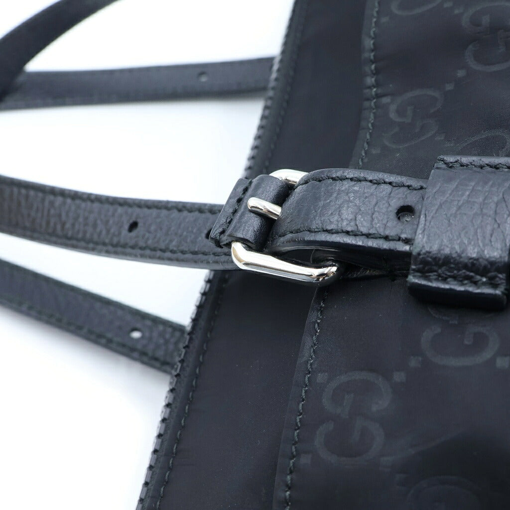 GUCCI(グッチ) GGナイロン トート ハンドバッグ ブラック ナイロン×レザー 387069