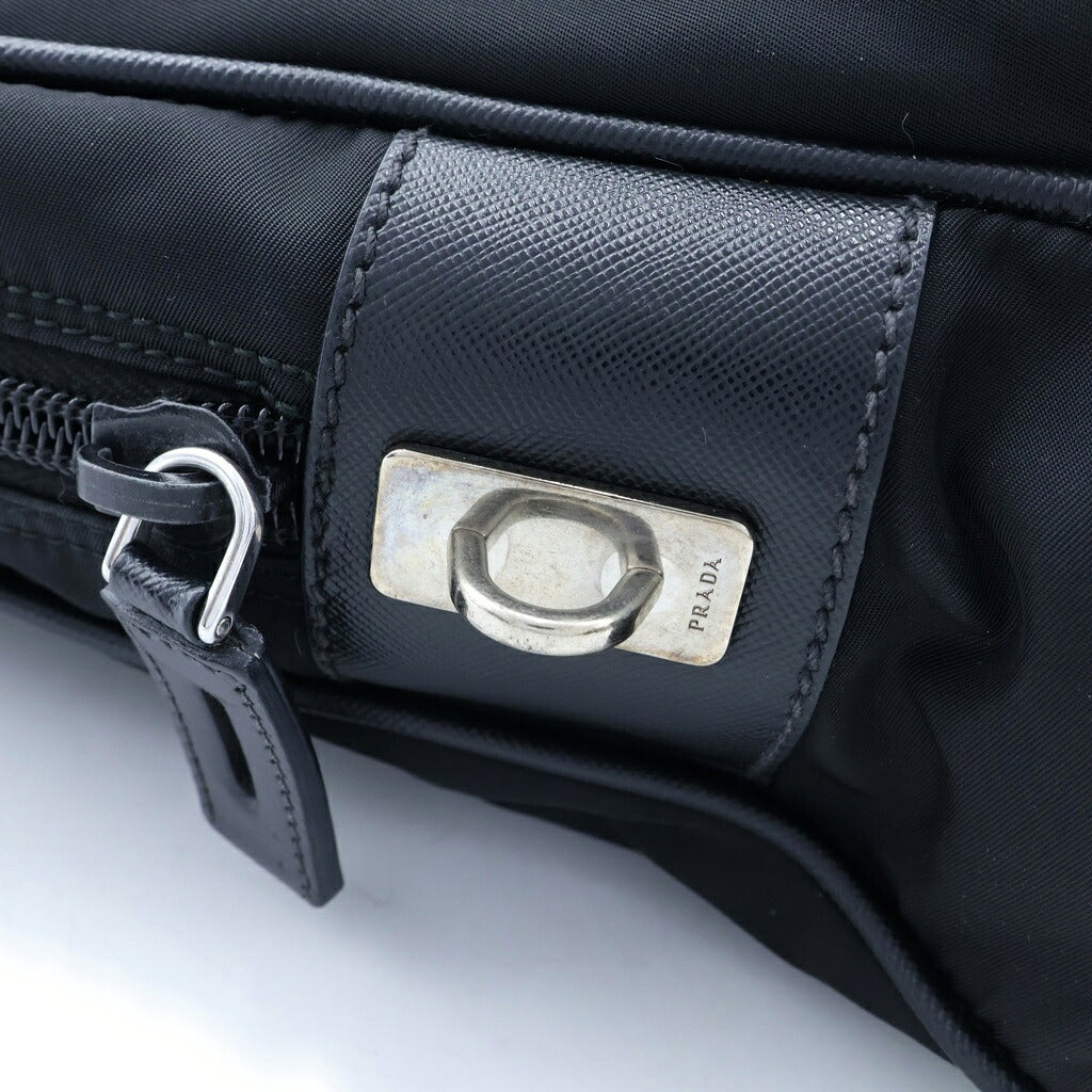 PRADA(プラダ) トライアングルロゴ ブリーフケース ビジネスバッグ ハンドバッグ ナイロン×レザー ブラック