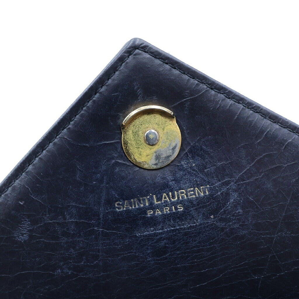 SAINT LAURENT PARIS(サンローランパリ) カレッジ ミニ 2WAY ショルダーバッグ ハンドバッグ ネイビー レザー 472707