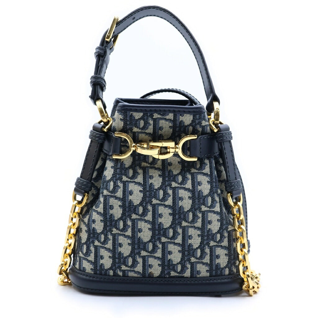 DIOR(ディオール) オブリーク ジャガード セディオール スモール ショルダーバッグ ハンドバッグ WAY ネイビー キャンバス×レザー 28-MA-1203