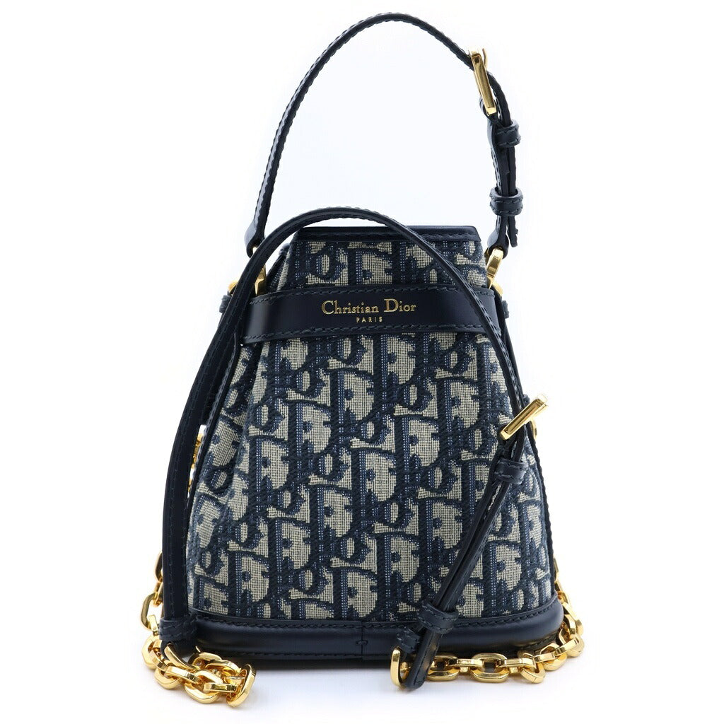 DIOR(ディオール) オブリーク ジャガード セディオール スモール ショルダーバッグ ハンドバッグ WAY ネイビー キャンバス×レザー 28-MA-1203