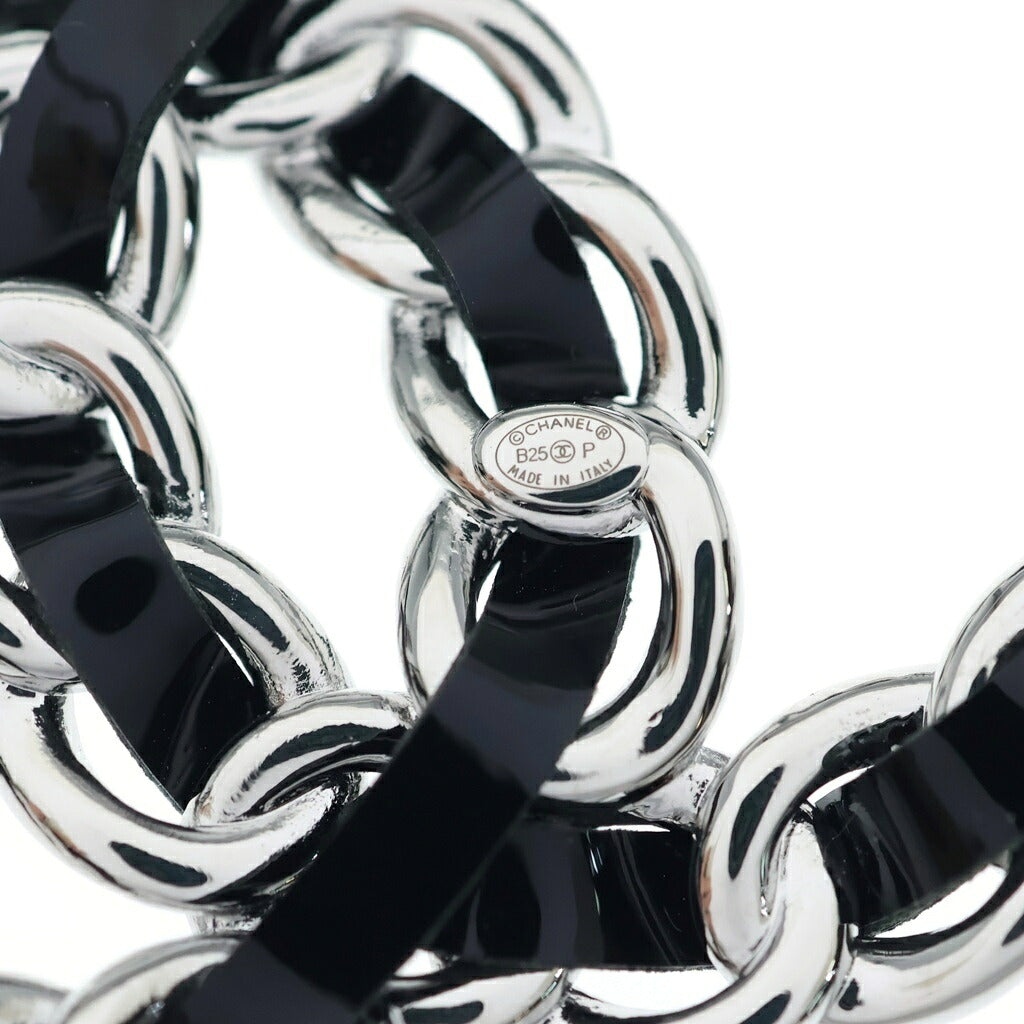 CHANEL(シャネル) ココマーク チェーン ブローチ シルバー×ブラック メタル×エナメル ABE921