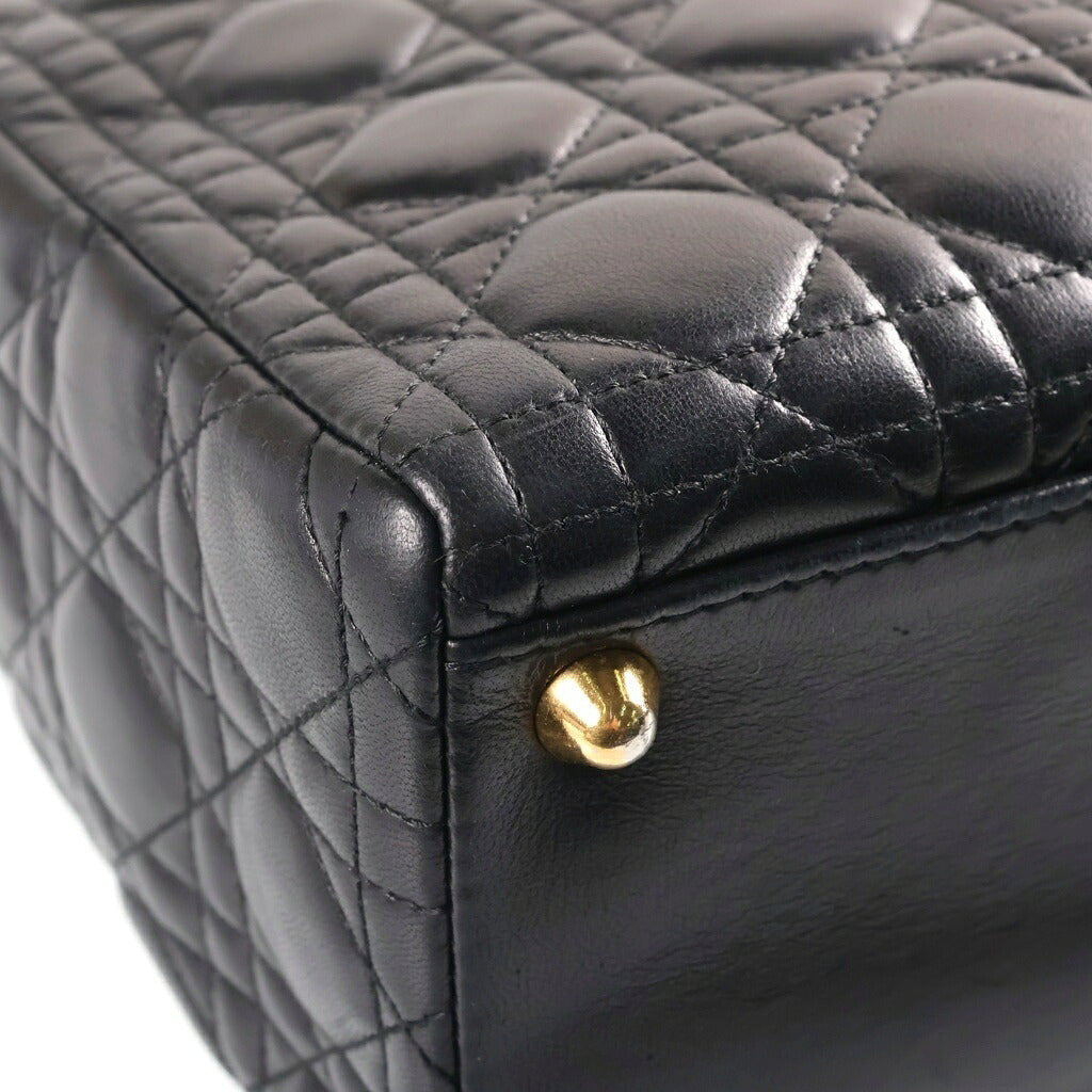 DIOR(ディオール) カナージュ レディディオール ラージ ハンドバッグ ショルダーバッグ 2WAY ブラック ラムスキン CAL44560 05-MA-0072