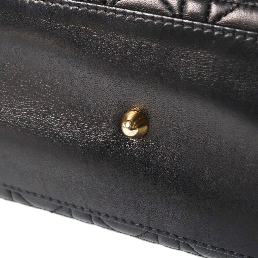 DIOR(ディオール) カナージュ レディディオール ラージ ハンドバッグ ショルダーバッグ 2WAY ブラック ラムスキン CAL44560 05-MA-0072