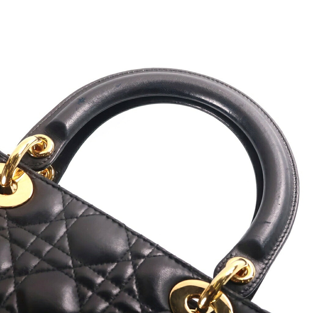 DIOR(ディオール) カナージュ レディディオール ラージ ハンドバッグ ショルダーバッグ 2WAY ブラック ラムスキン CAL44560 05-MA-0072