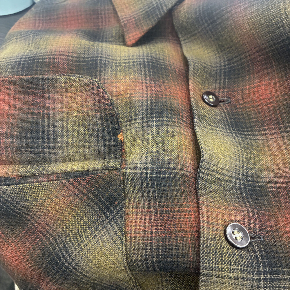 PENDLETON(ペンドルトン) 50S VINTAGE ヴィンテージ タータンチェック オープンカラー ウールシャツ レッド/ブラウン