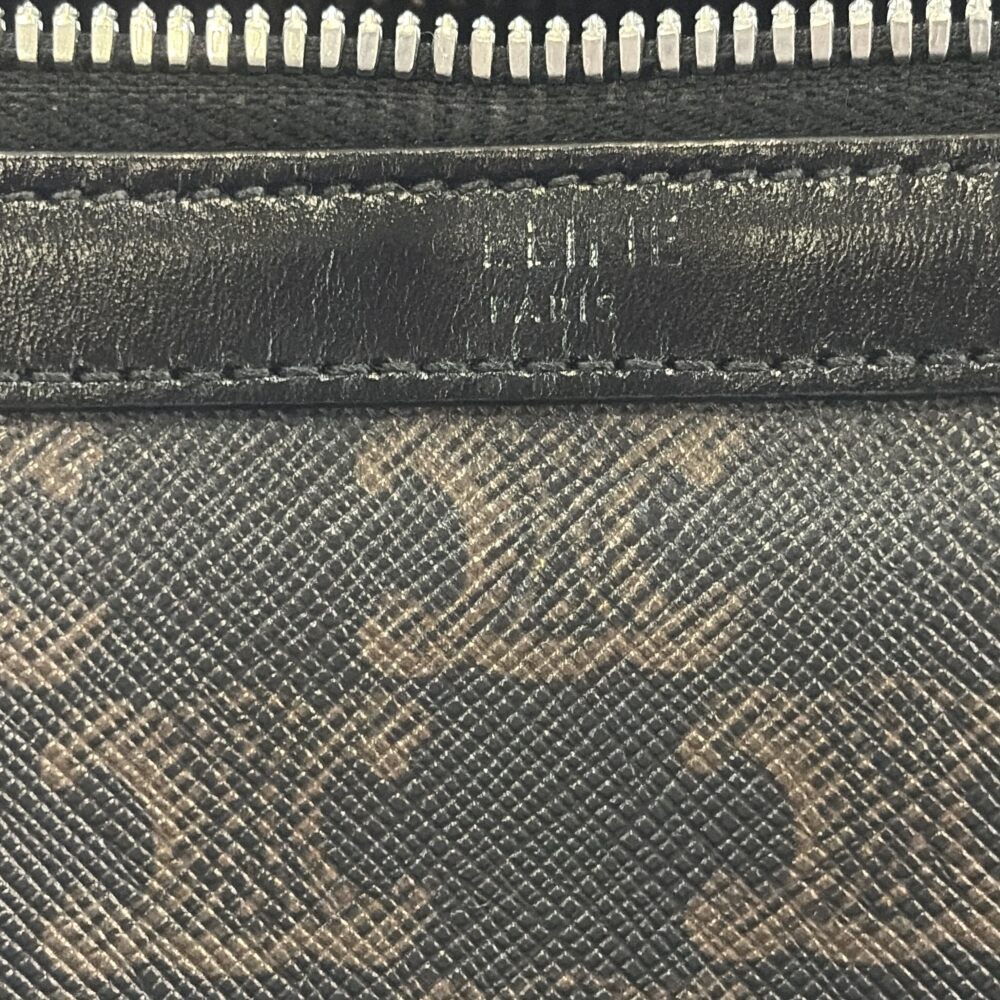 CELINE(セリーヌ) MINI BOSTON ミニボストン トリオンフキャンバス カーフスキン レザーショルダーバッグ シルバー金具 ブラウン 120502FQM.38S1 レディース