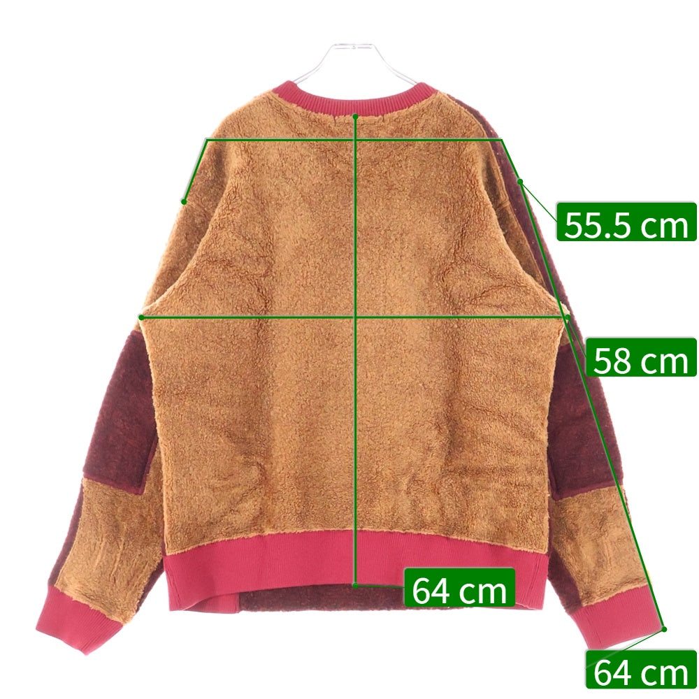 TOGA VIRILIS(トーガ ビリリース) 19AW ウールボア切替 2トーン クルーネックニットセーター レッド/オレンジ TV92-JL344