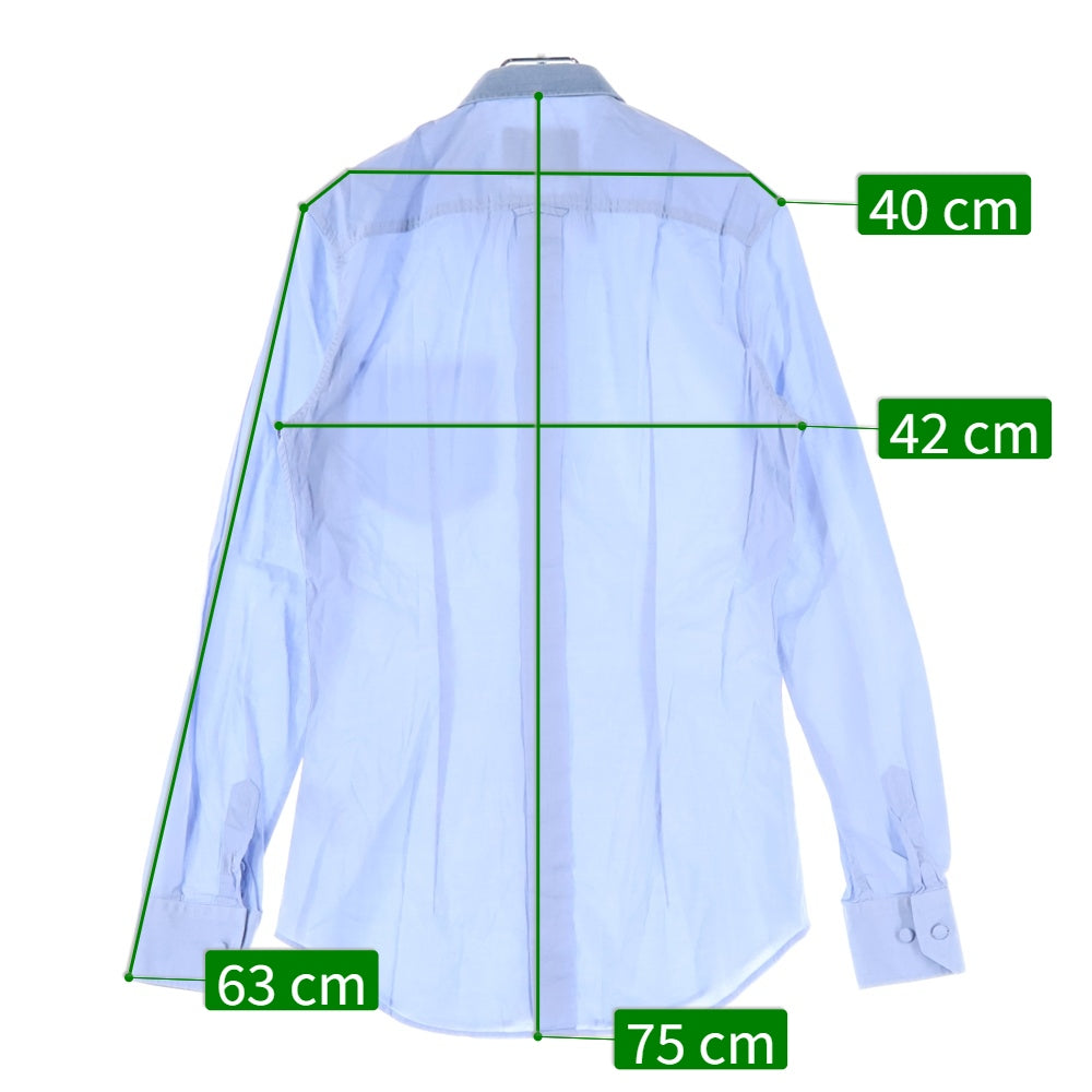 DOLCE & GABBANA(ドルチェアンドガッバーナ) 胸ポケット デニム切り替え 8B 長袖シャツ ブルー