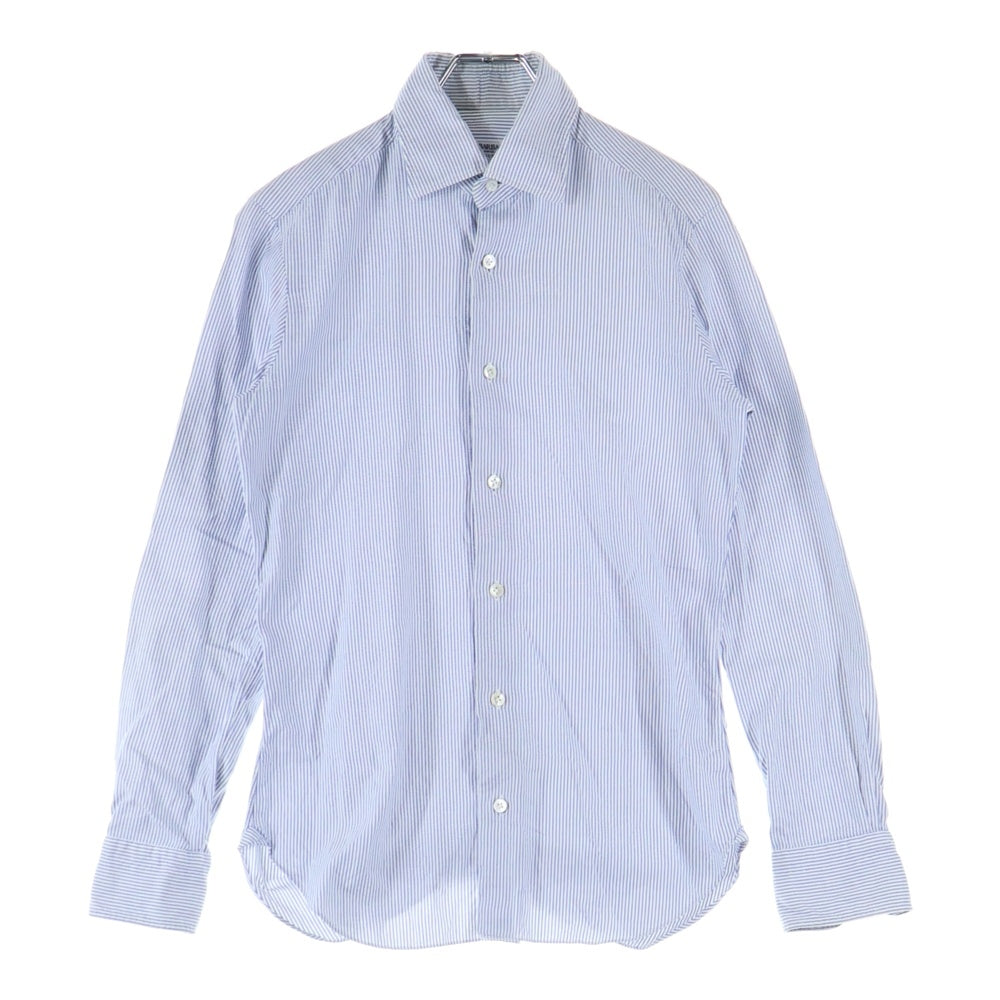 BARBA NAPOLI(バルバ ナポリ) ストライプ ロングスリーブ コットンシャツ ブルー/ホワイト K1U10H476705