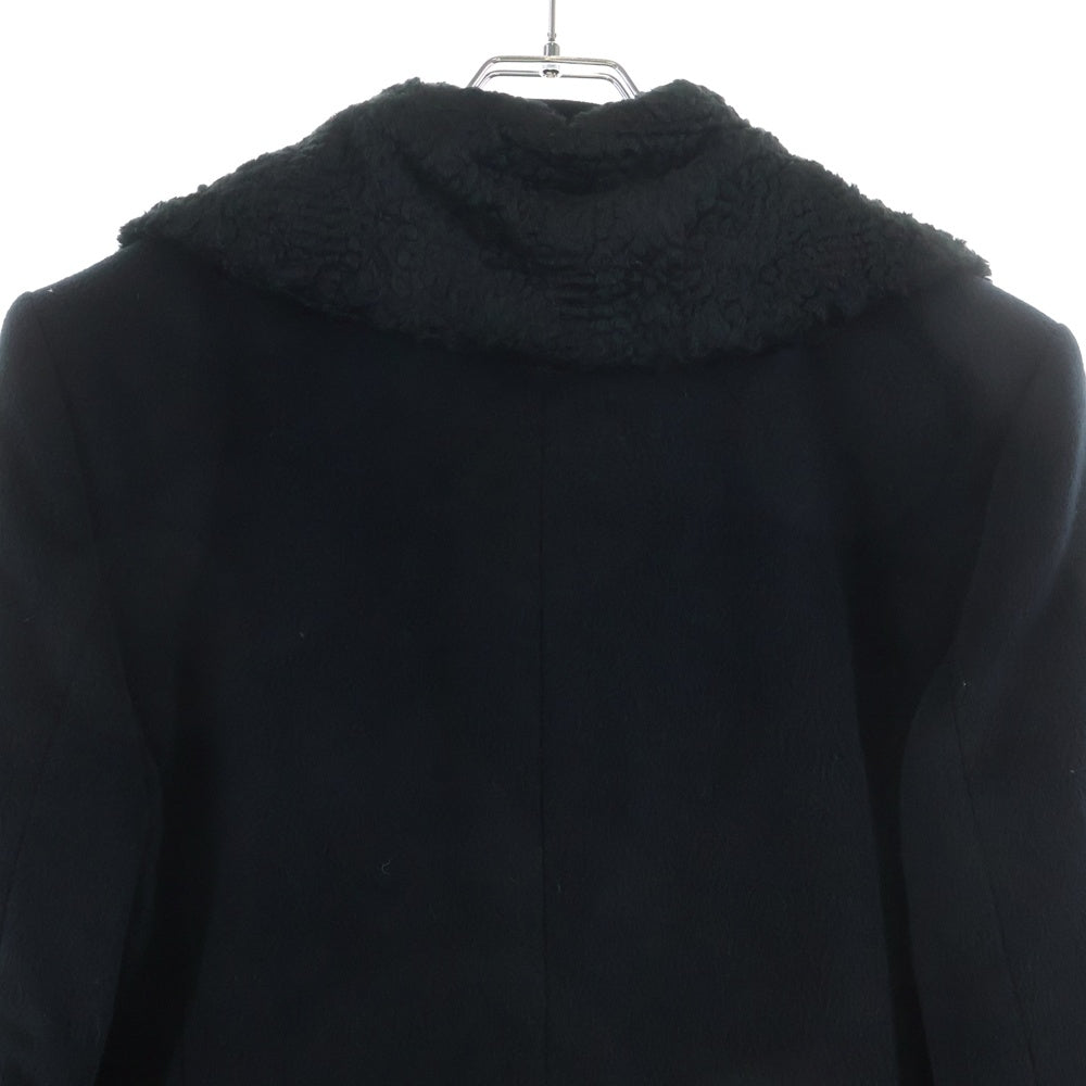 ANN DEMEULEMEESTER(アンドゥムルメステール) ファーカラー付き ロングコート マルチポケットコート ブラック