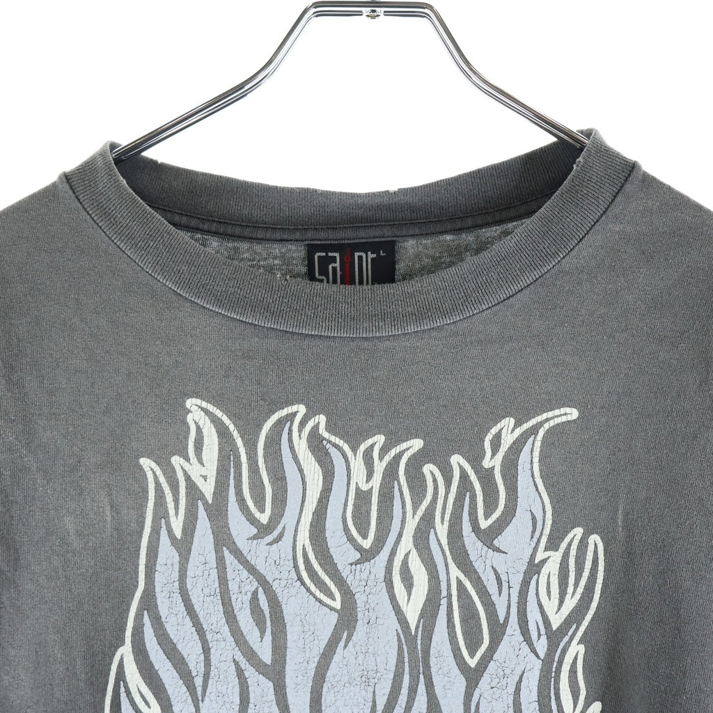 SAINT MICHAEL(セントマイケル) FIRE BABY LS TEE ファイアー ベイビー クルーネック カットソー 長袖Tシャツ グレー SM-S23-0000-026