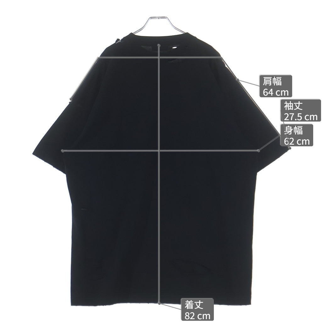 BALENCIAGA(バレンシアガ) 21SS Caps Destroyed Flatground Tee デストロイ加工 クルーネック 半袖Tシャツ カットソー ブラック 651795 TKVB8