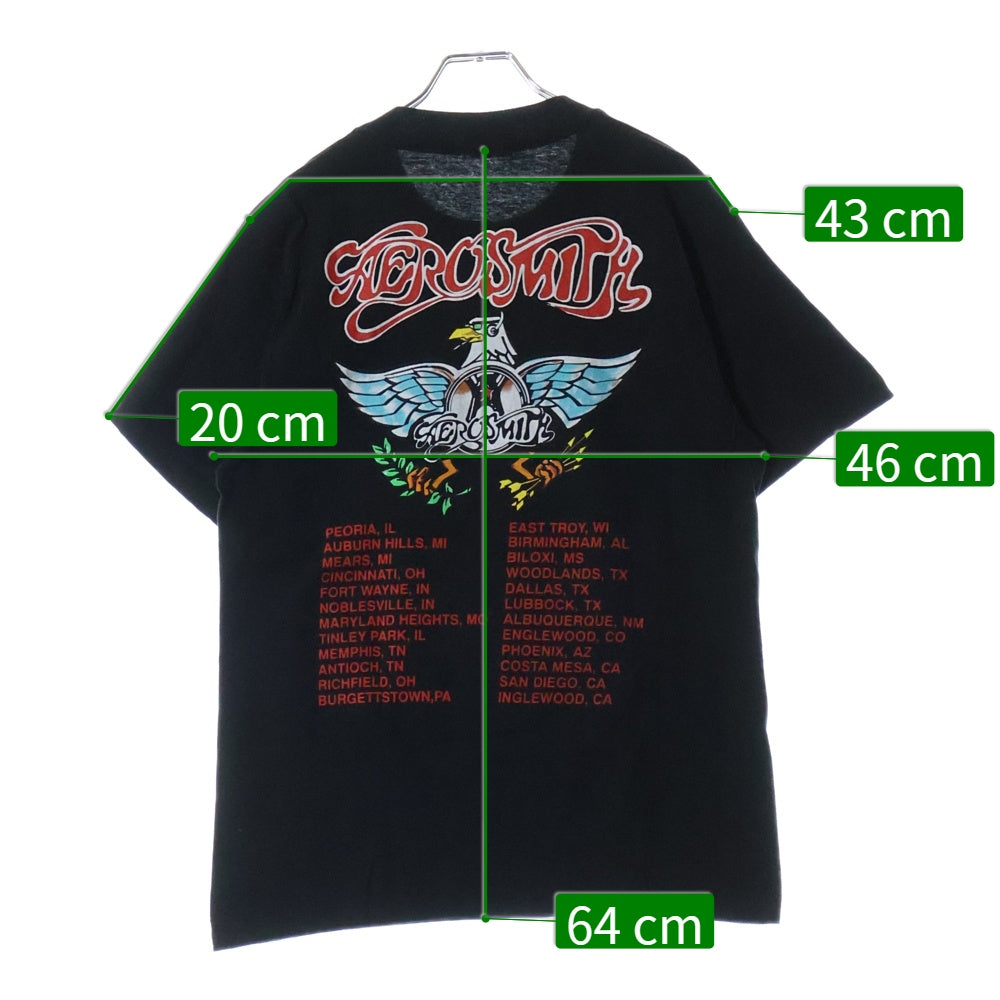 VINTAGE(ヴィンテージ) 90s AERO SMITH AERO FORCE ONE EAGLE エアロスミス エアロフォースワン イーグル Tシャツ 半袖カットソー ブラック