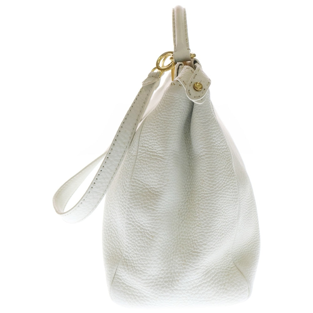 FENDI(フェンディ) ピーカブー ラージ ハンドバッグ ショルダーバッグ トートバッグ ホワイト レザー 8BN210 ゴールド金具