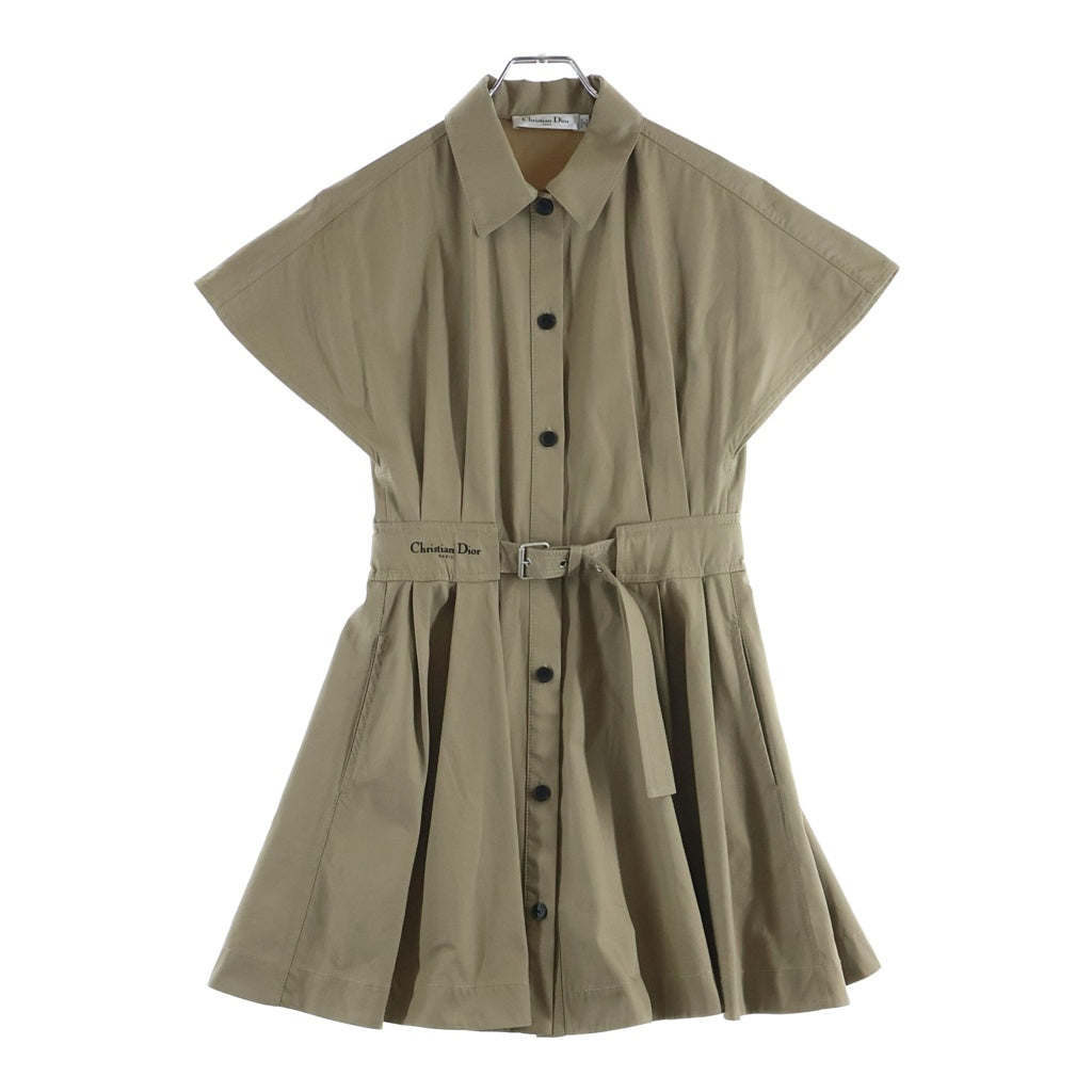 Christian Dior(クリスチャンディオール) 半袖シャツワンピース プリーツ ドレス ベージュ 547D40A3332 レディース