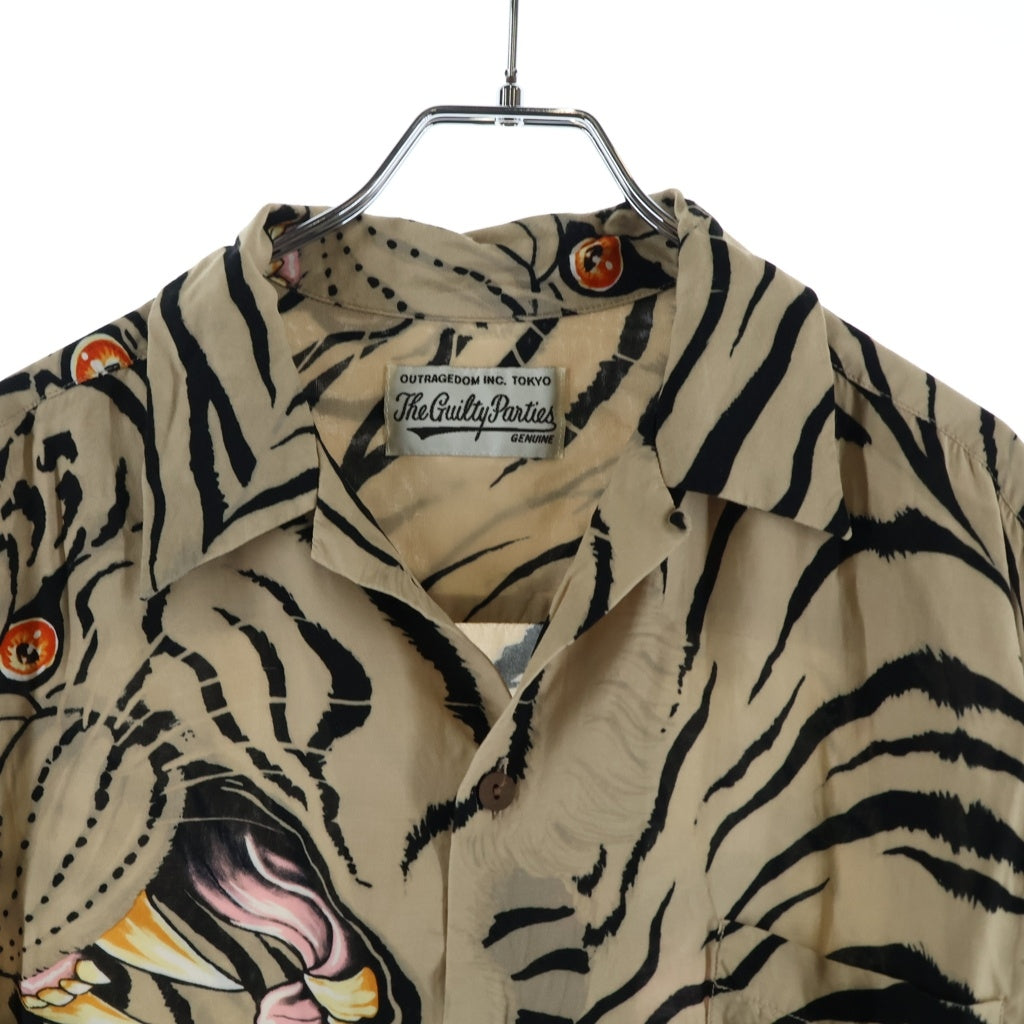 WACKO MARIA(ワコマリア) ×TIM LEHI S/S HAWAIIAN SHIRT ティムリーハイ ショートスリーブハワイアンシャツ タイガー総柄 開襟 オープンカラー ベージュ
