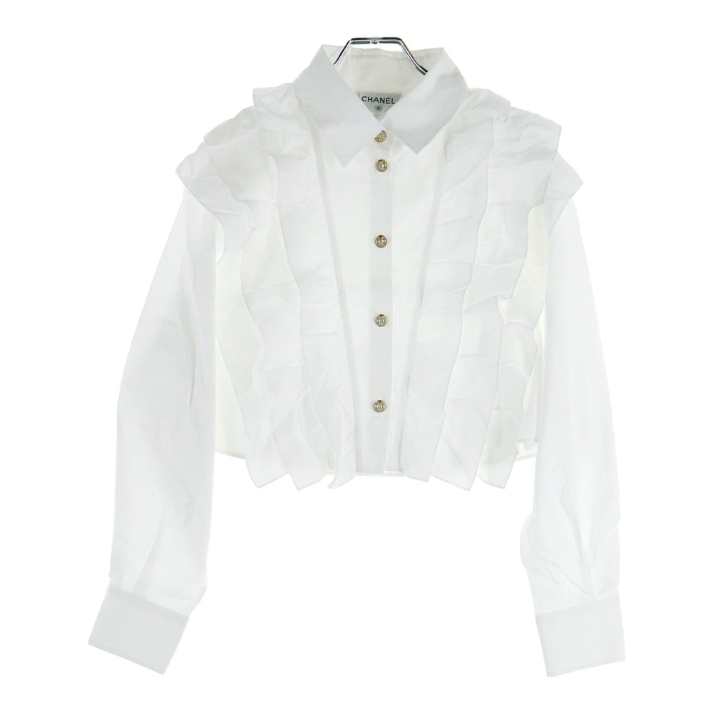CHANEL(シャネル) ラインストーン フリル ブラウス 長袖シャツ レディース ホワイト P73037V12974