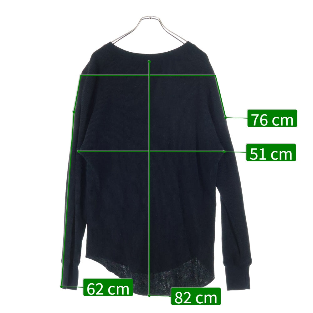 cvtvlist(カタリスト) フロントロゴ刺繍 サーマル 長袖Tシャツ カットソー ロンT ブラック 2401030301