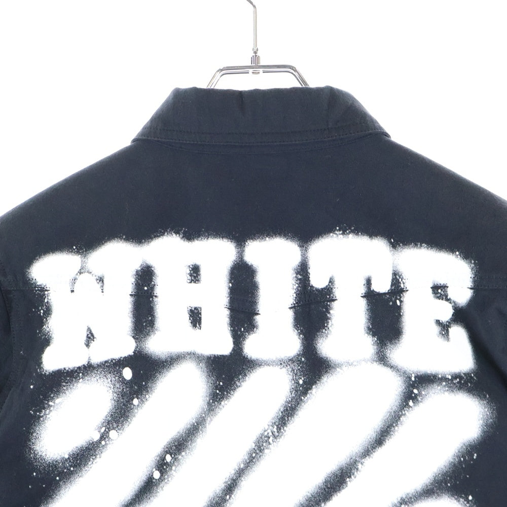 OFF-WHITE(オフホワイト) 17SS DIAGONAL SPRAY SHIRT ダイアゴナル スプレーロゴ 長袖シャツ ブラック
