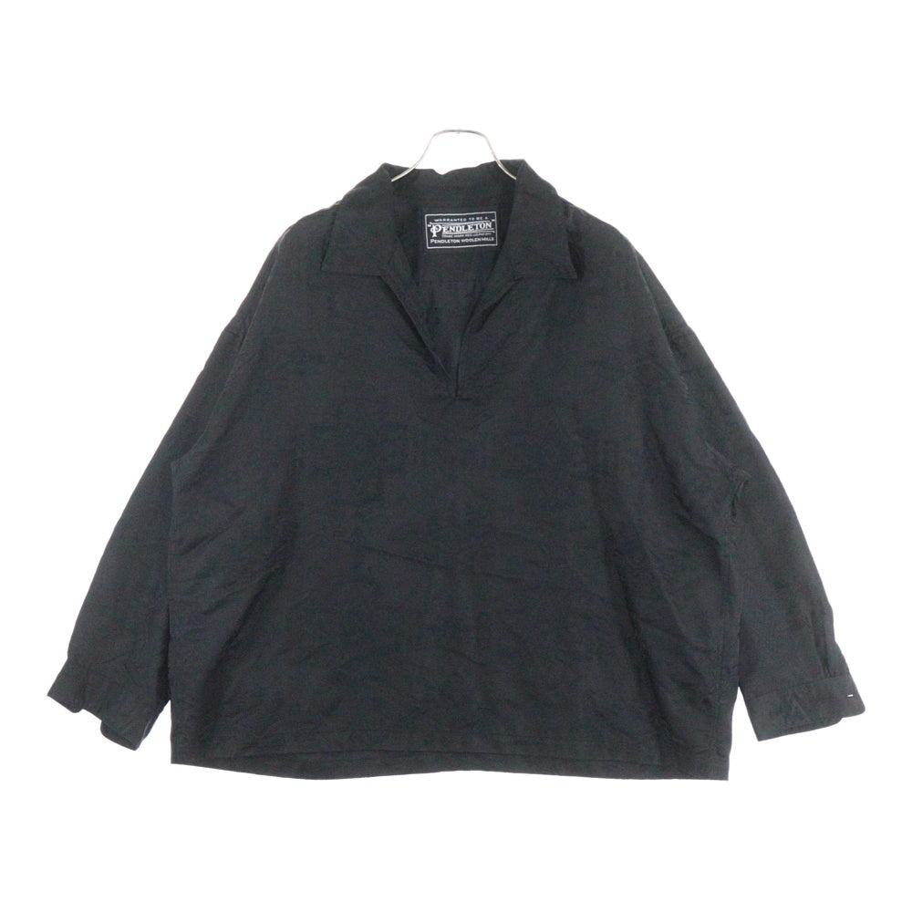 PENDLETON(ペンドルトン) シヌック総柄 レーヨン 長袖ポロシャツ ブラック