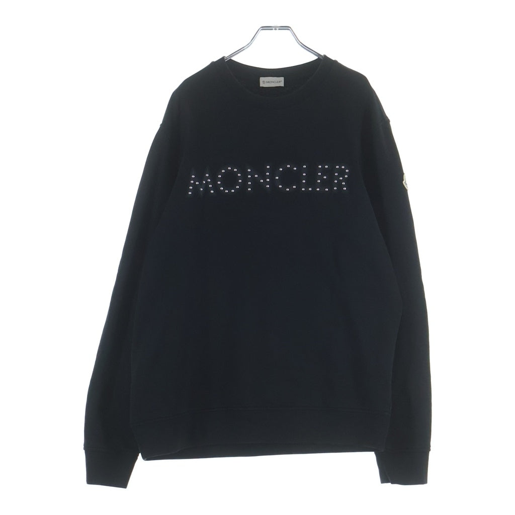MONCLER(モンクレール) 22SS スタッズロゴ プリント クルーネック プルオーバースウェット トレーナー ブラック H10918G00013 809KR