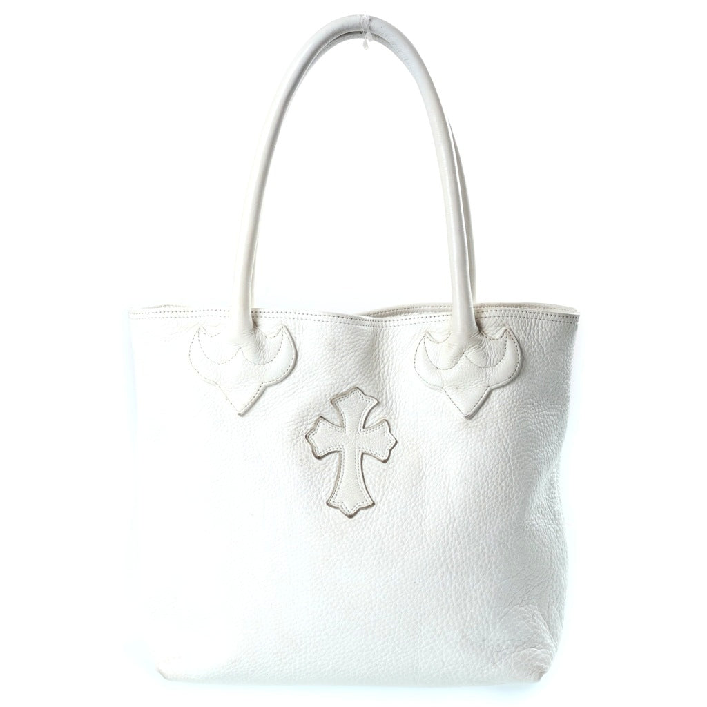 CHROME HEARTS(クロムハーツ) FS TOTE FSトート クロスパッチ付きレザートートバッグ ホワイト レディース