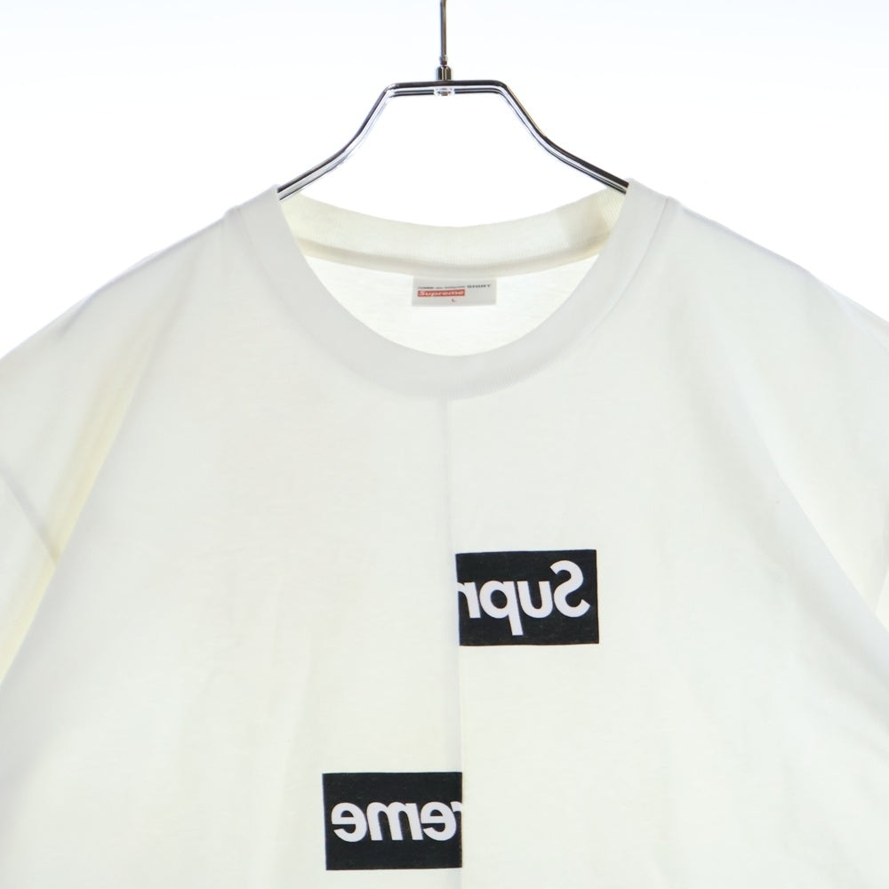 SUPREME(シュプリーム) 18AW ×COMME des GARCONS SHIRTS Split Box Logo Tee コムデギャルソンシャツ スプリット ボックスロゴ 半袖Tシャツ カットソー ホワイト