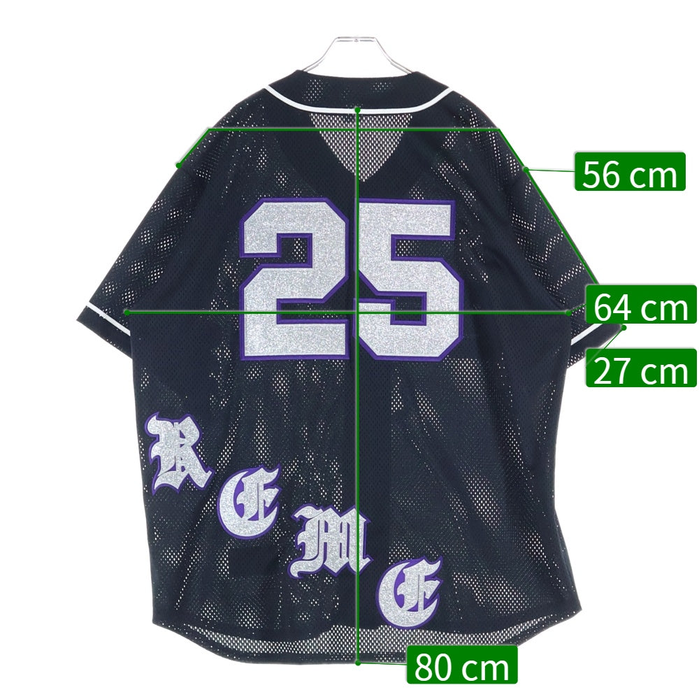 SUPREME(シュプリーム) 25SS Old English Baseball Jersey ラメワッペン 半袖ゲームシャツ ブラック