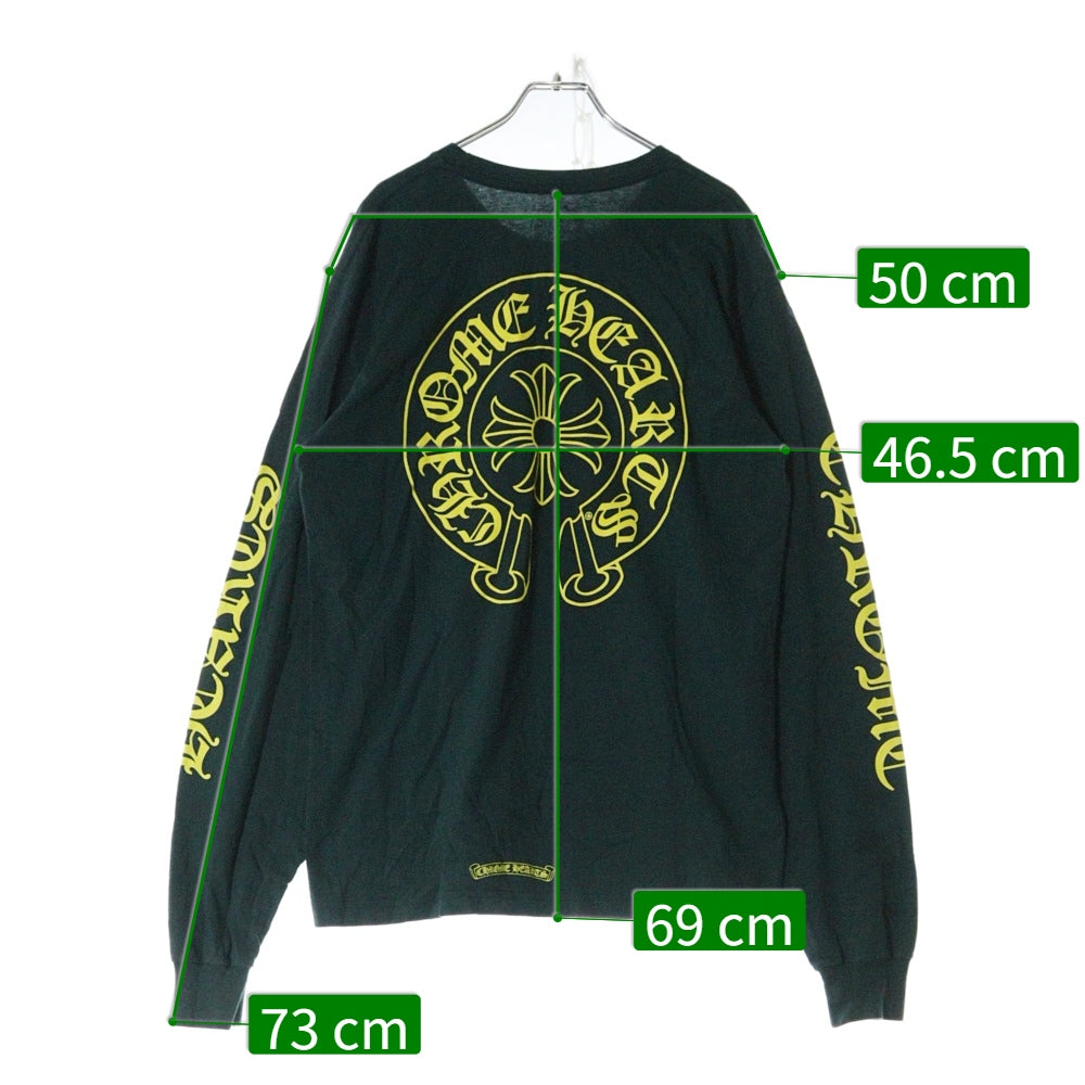 CHROME HEARTS(クロムハーツ) Yellow Horseshoe L/S Tee イエローホースシュー クルーネックロングスリーブ長袖Tシャツカットソー グリーン